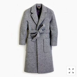 J.Crew Long Wrap Coat in Italian Boiled Wool GRAY